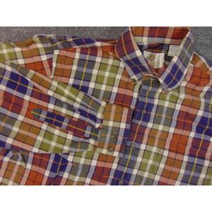 Vivella Shirt Mens Med Green Blue Plaid Cotton Wool Blend Autumn Fall
